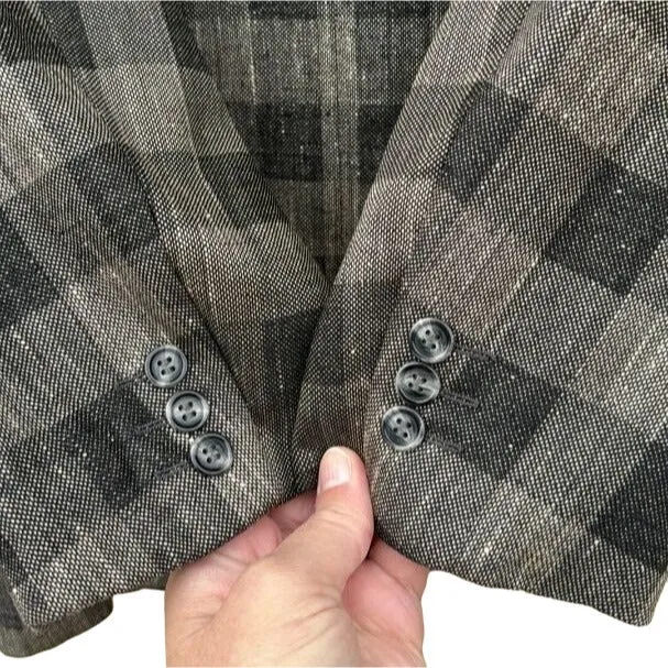 Ted Lapidus Boutique Vintage Wool/Silk Single Breasted Two Button Check Blazer