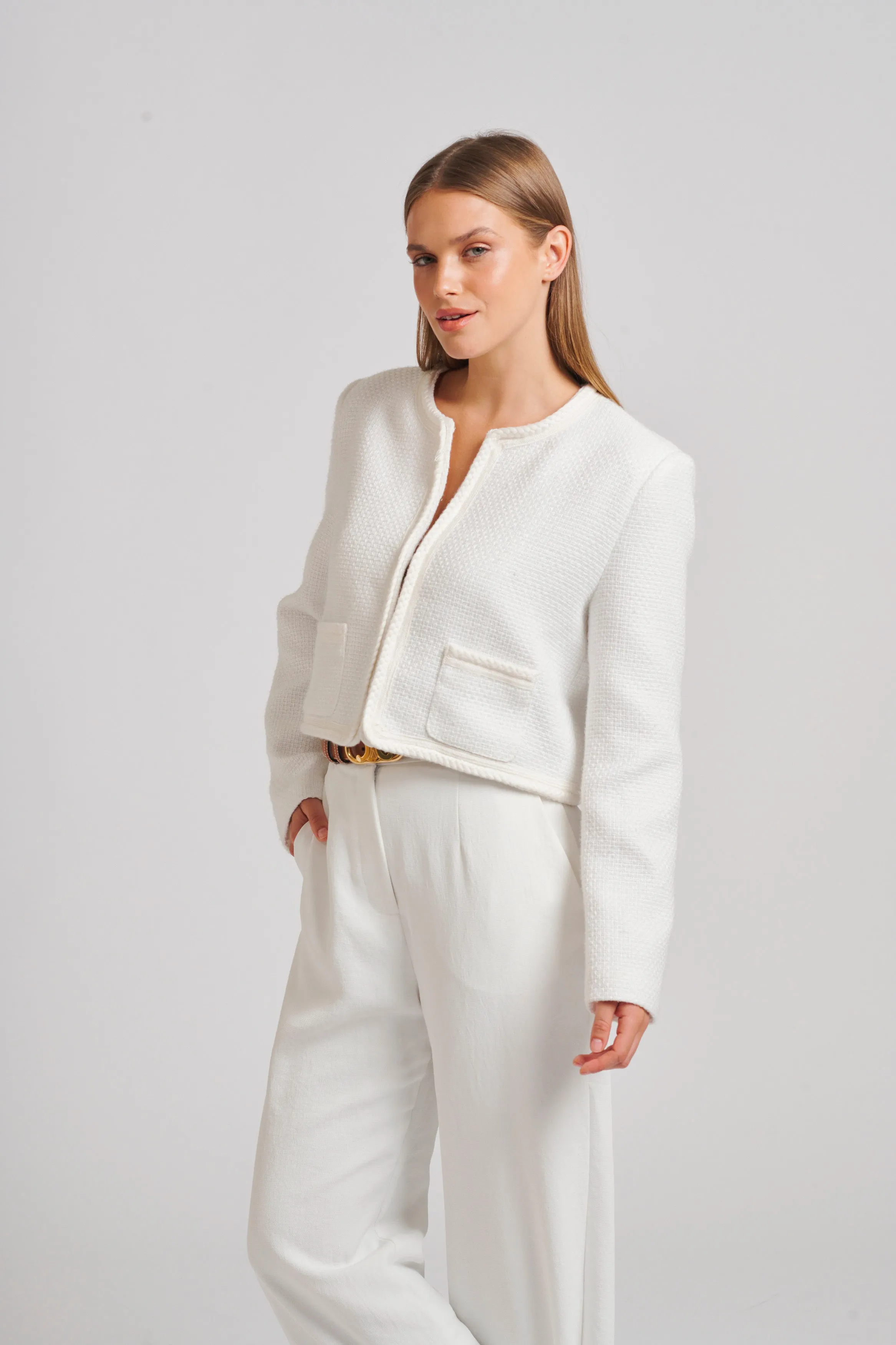 The Audrey Cropped Boucle Jacket