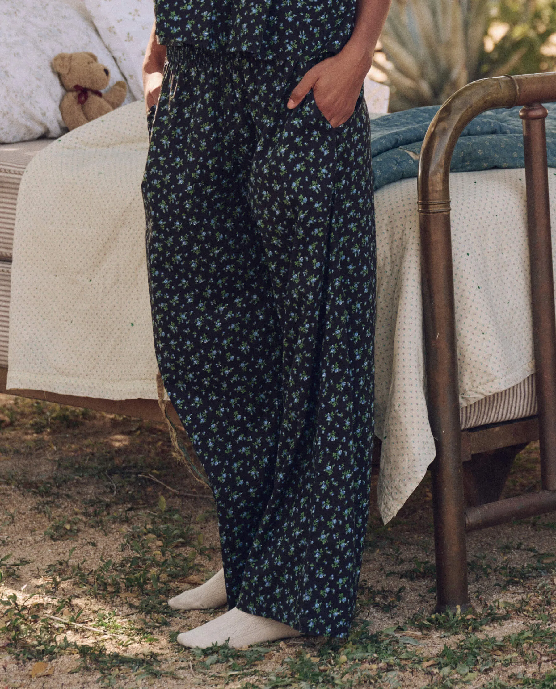 The Smocked Sleep Pant. -- Nightshade Floral