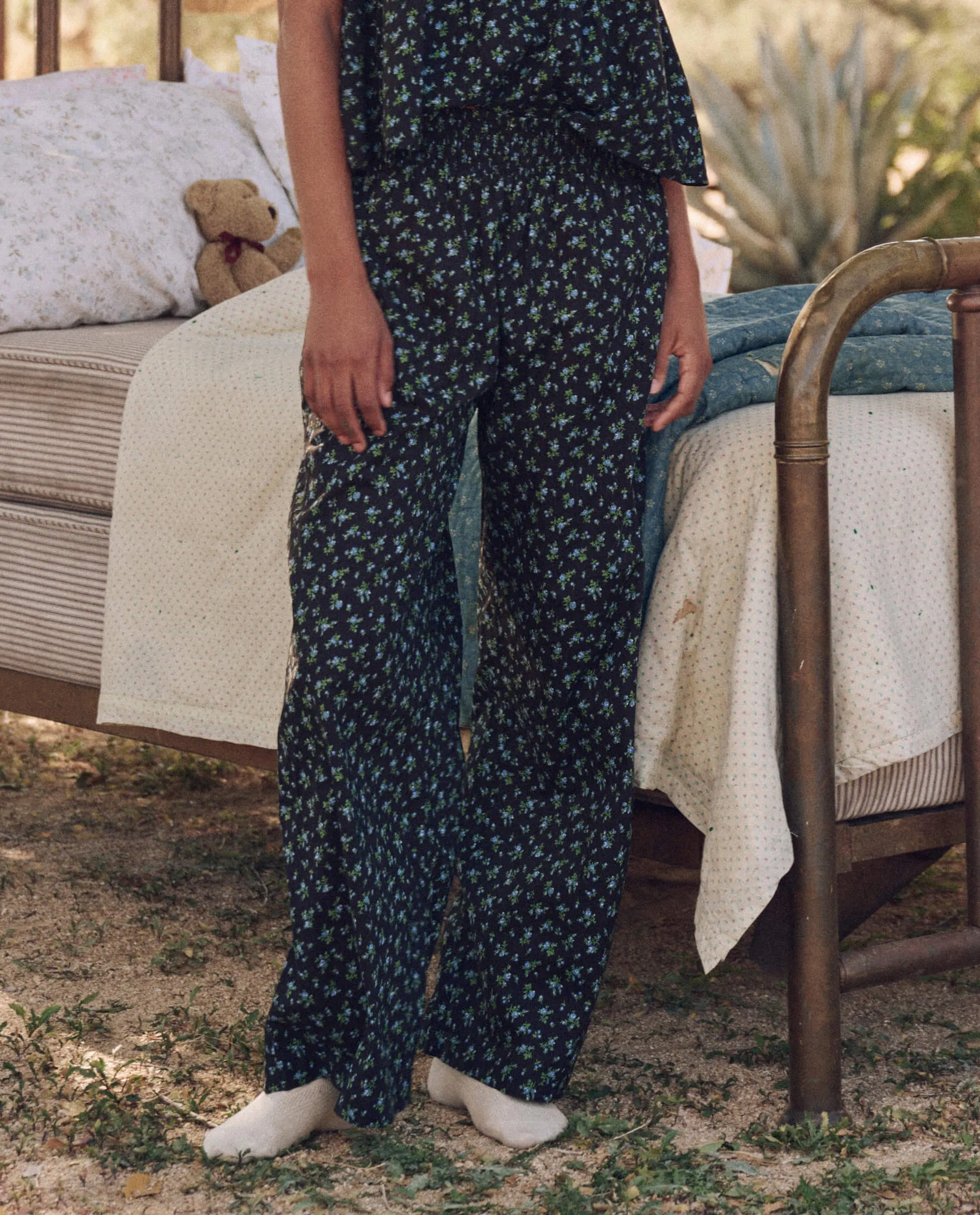 The Smocked Sleep Pant. -- Nightshade Floral