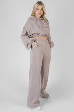 Tonal Embroidery Wide Leg Joggers Ash