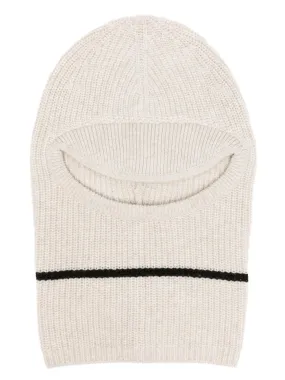 two-tone striped ribbed-knit balaclava