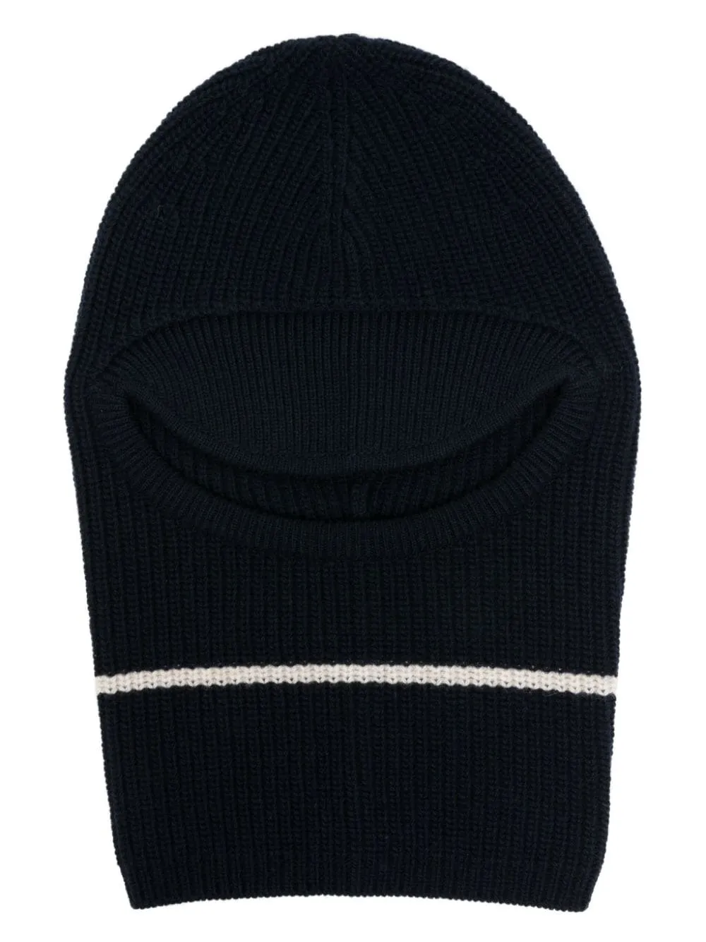 two-tone striped ribbed-knit balaclava