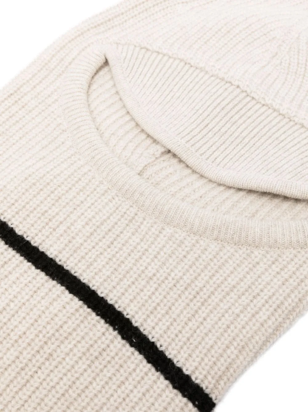 two-tone striped ribbed-knit balaclava