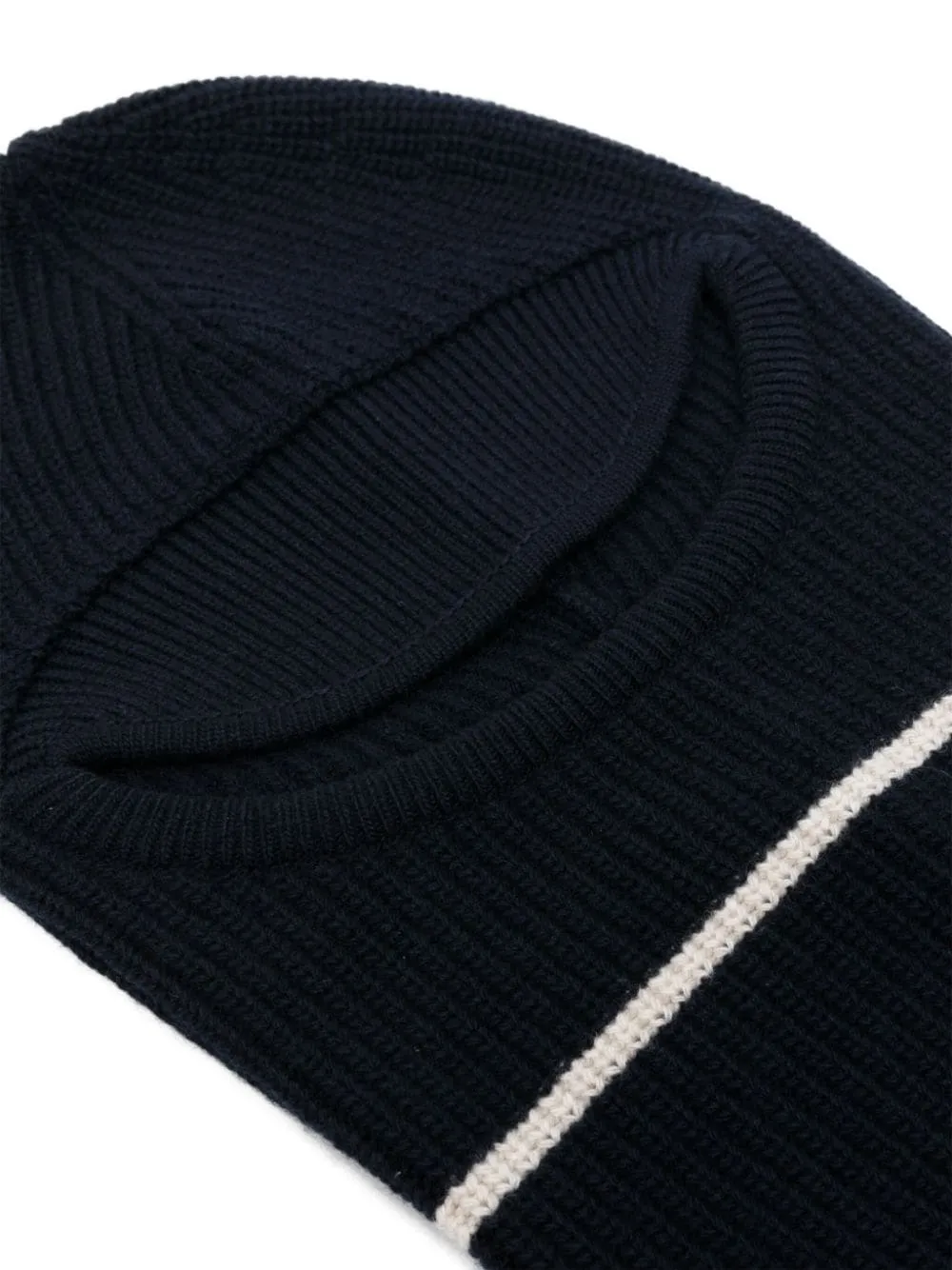 two-tone striped ribbed-knit balaclava