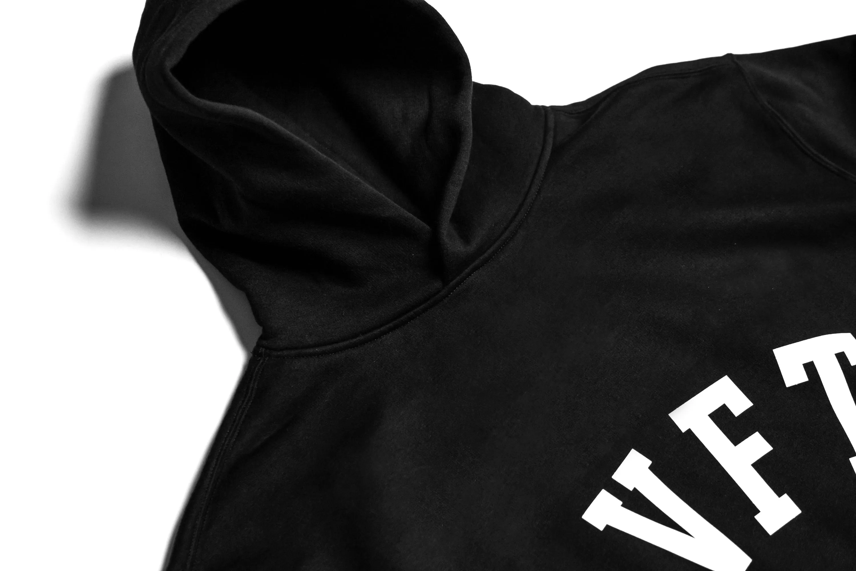 Varsity Crew Pullover Hoodie - Black