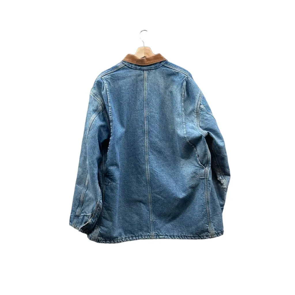 Vintage 1990's Carhartt Distressed Denim Blanket Lined Chore Jacket