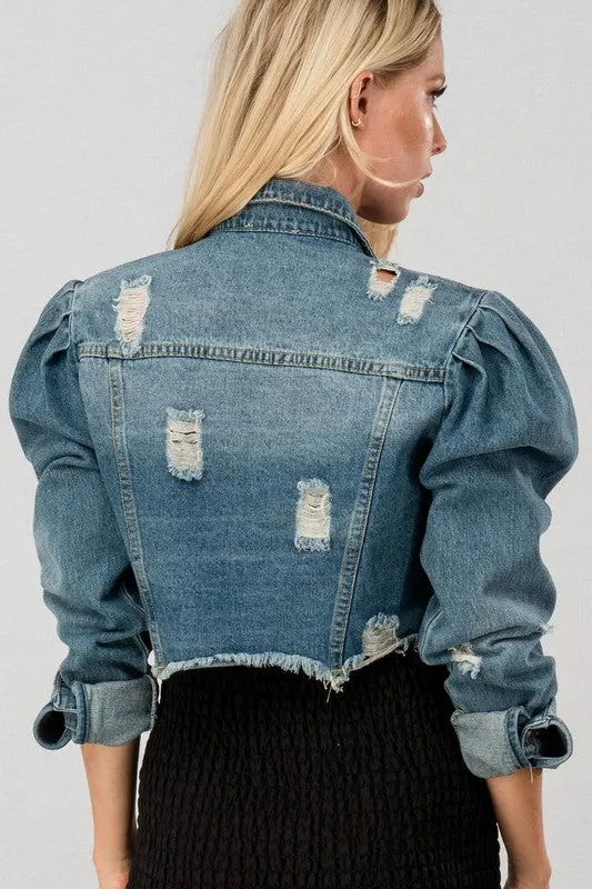 Vintage Denim Puff Jacket