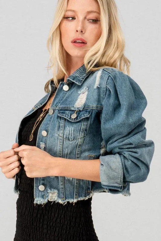 Vintage Denim Puff Jacket