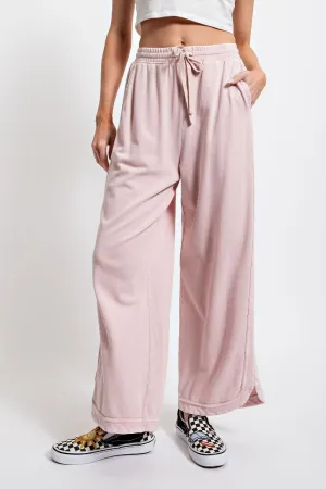 Washed Wide Leg Pants by Easel - Light Pink