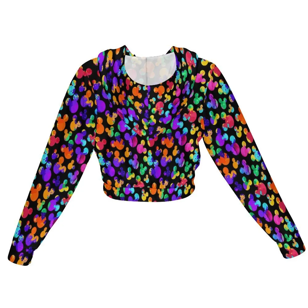 Watercolor Women's Cropped Zipper Jacket