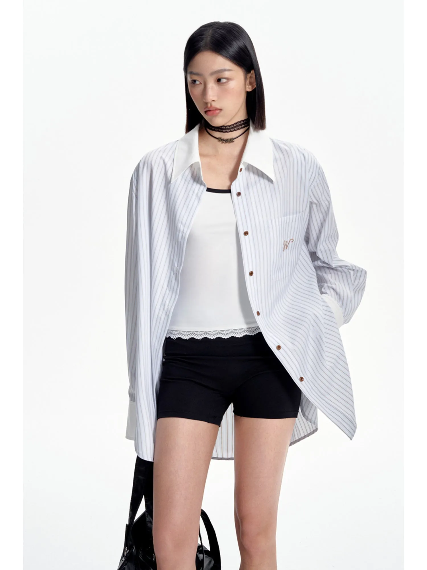 WESAME LAB BLUE AND WHITE STRIPED BLOUSE SHIRT