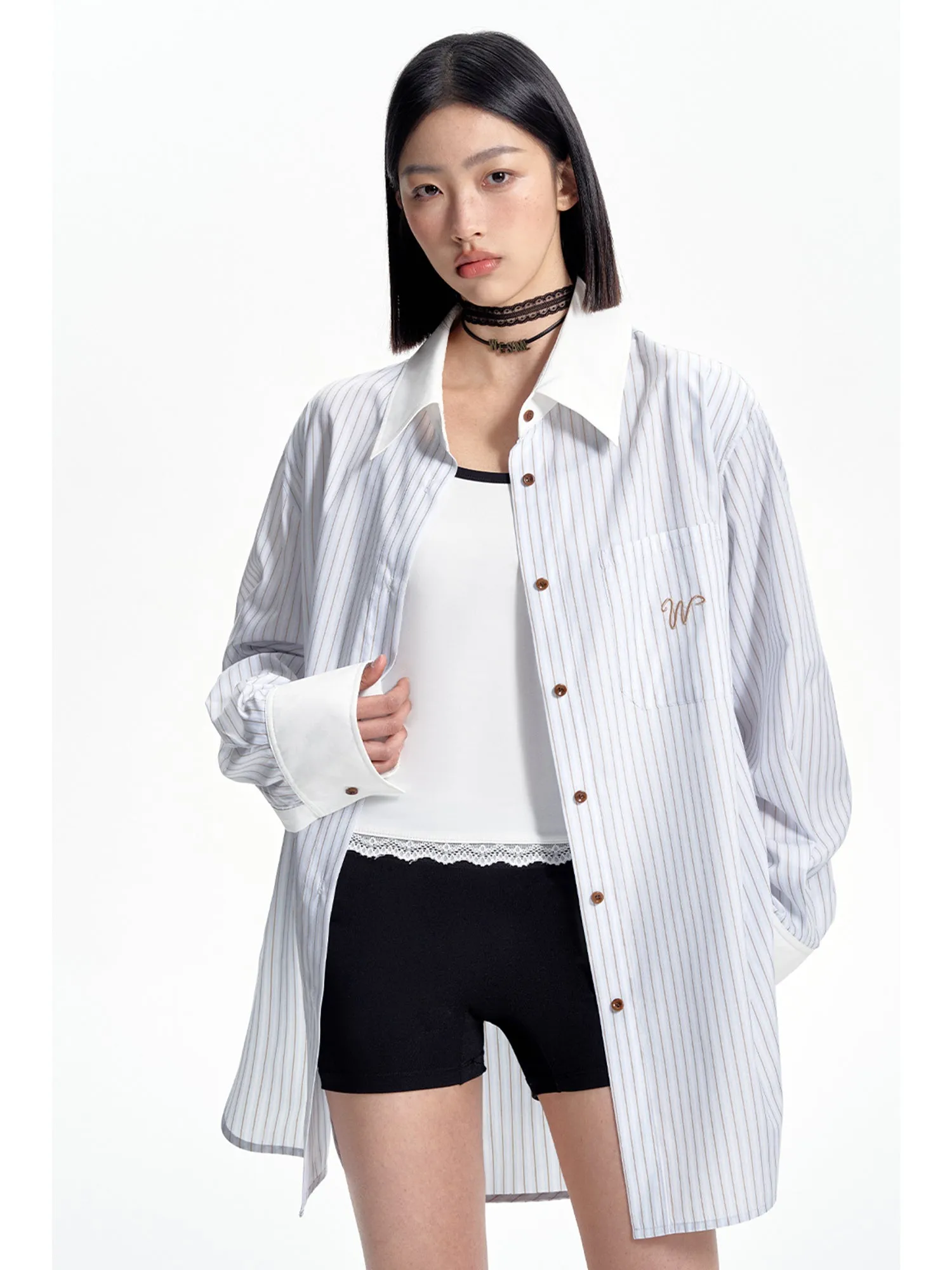 WESAME LAB BLUE AND WHITE STRIPED BLOUSE SHIRT