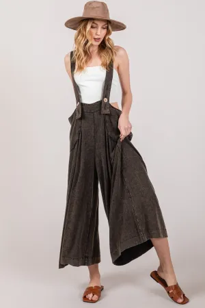 Wide Strap Wide Leg Overalls