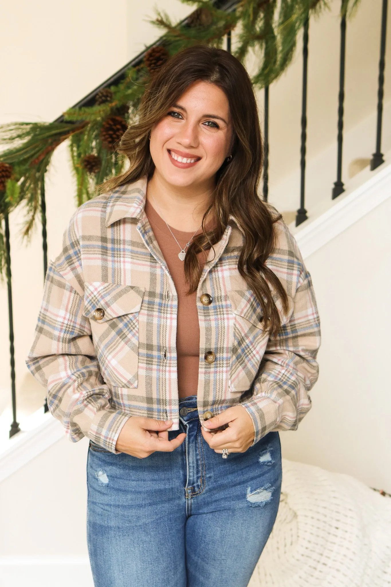 Winter Plaid Cropped Jacket