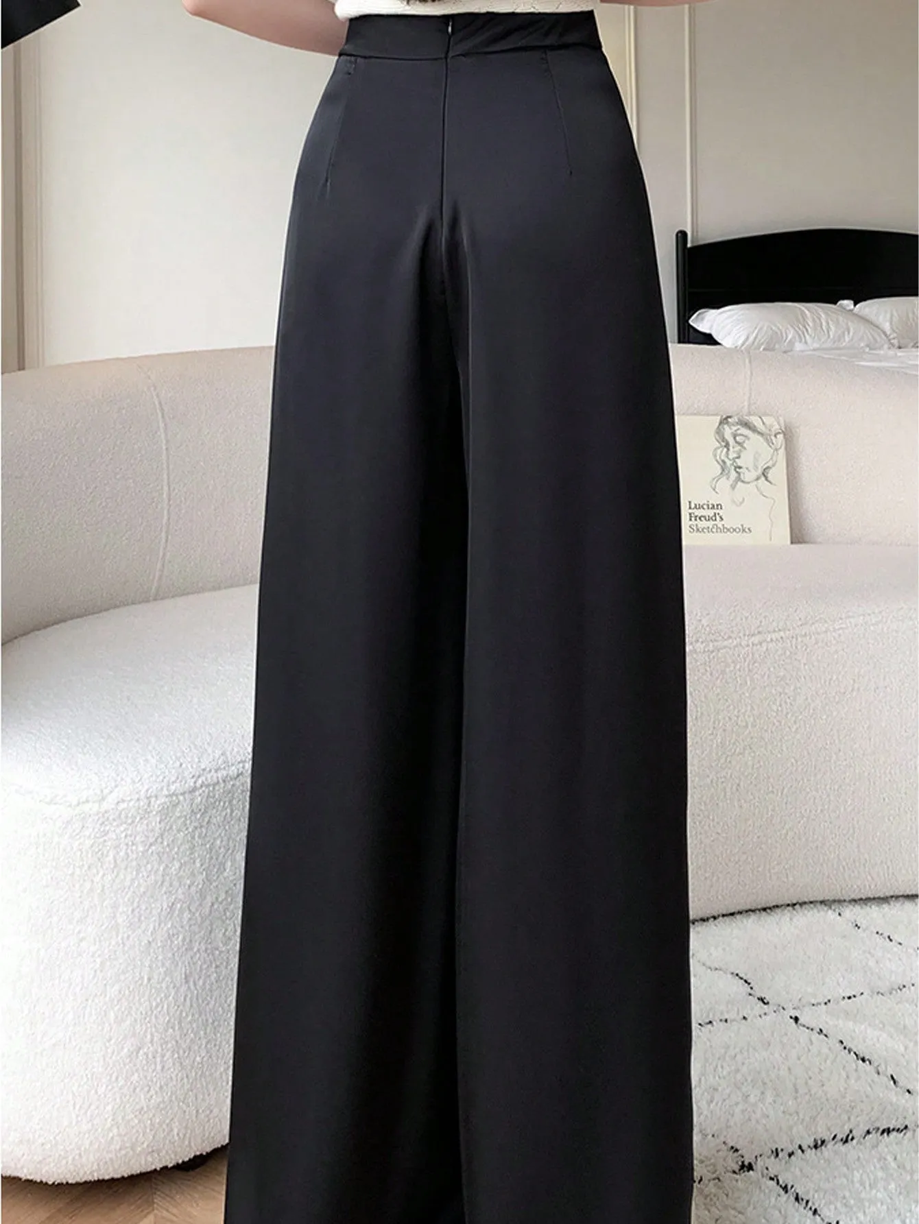 Women's High Waist Wide Leg Pants With Pockets