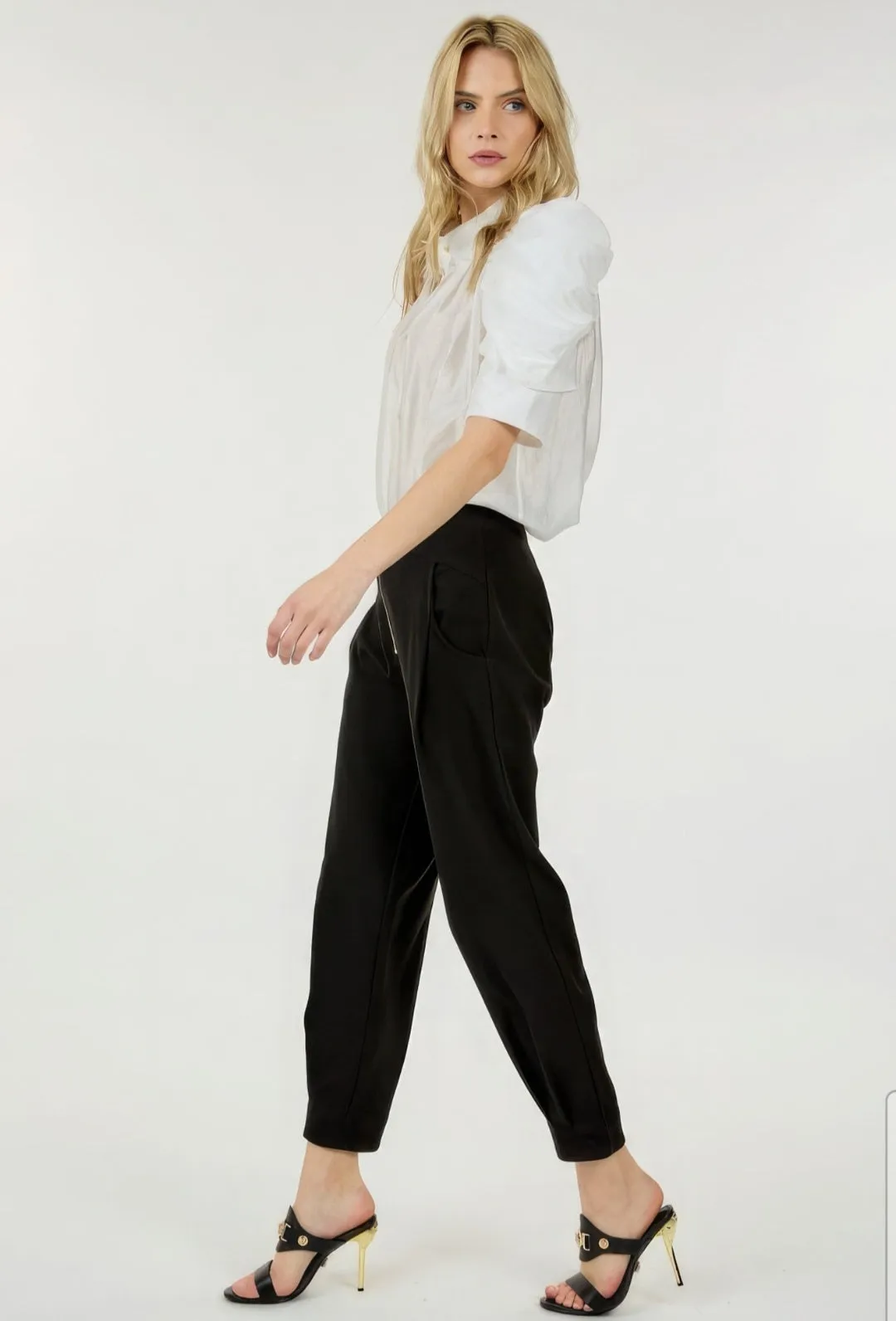 Women's High waist zipper front skinny pants