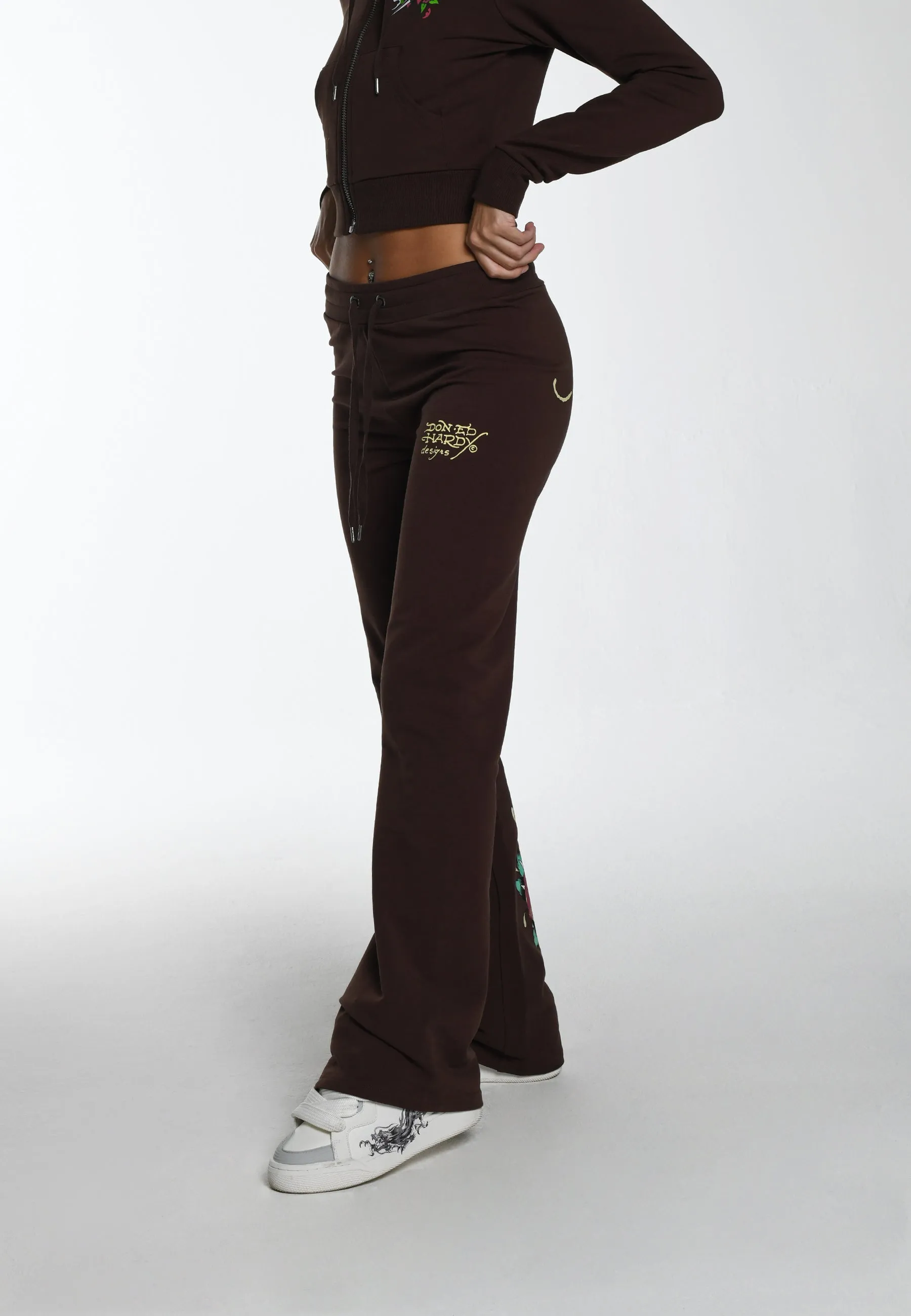 Womens Lks Flared Trousers - Brown