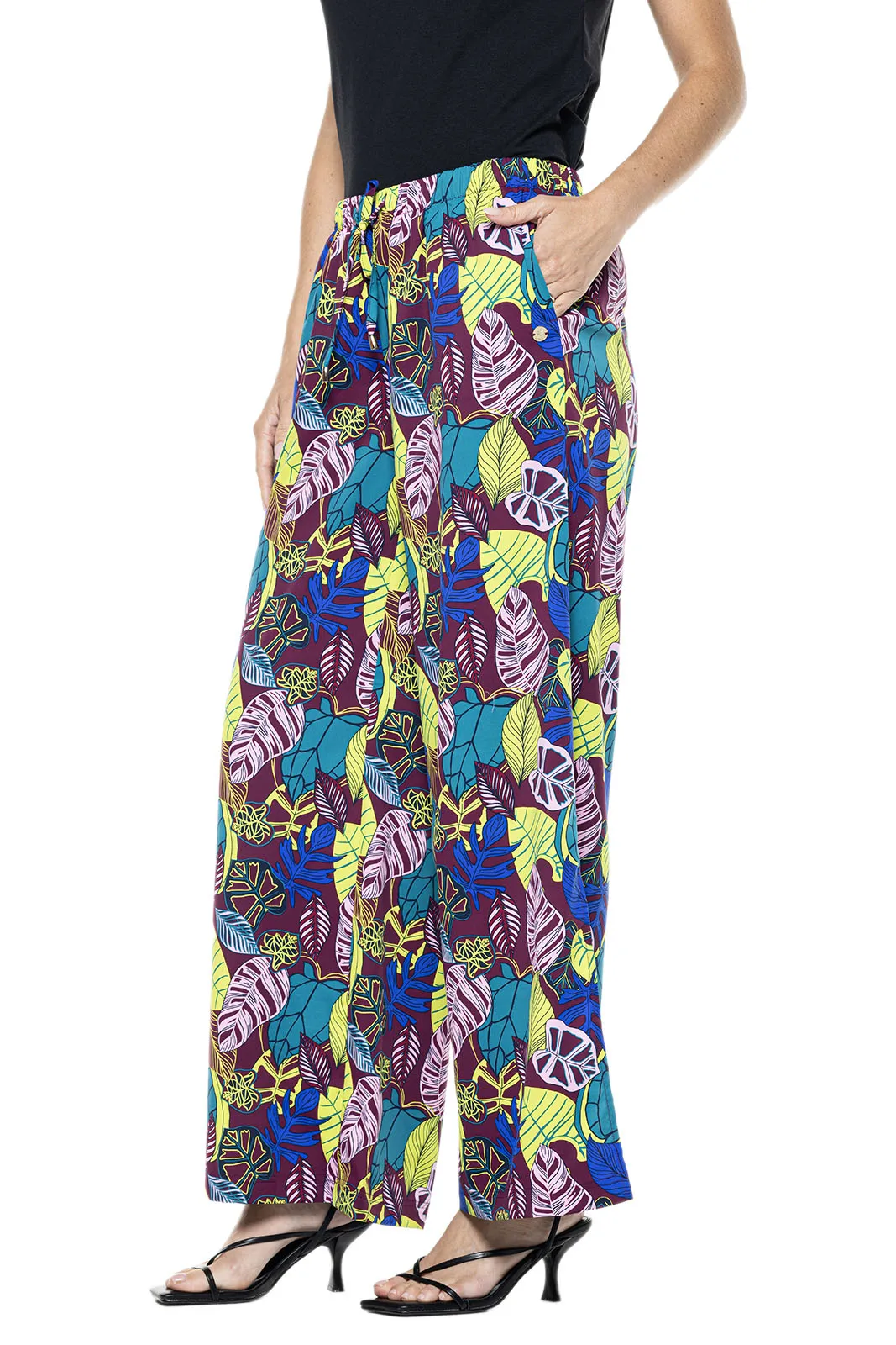 Women's Petra Wide Leg Pants  |  Rich Plum Electric Jungle