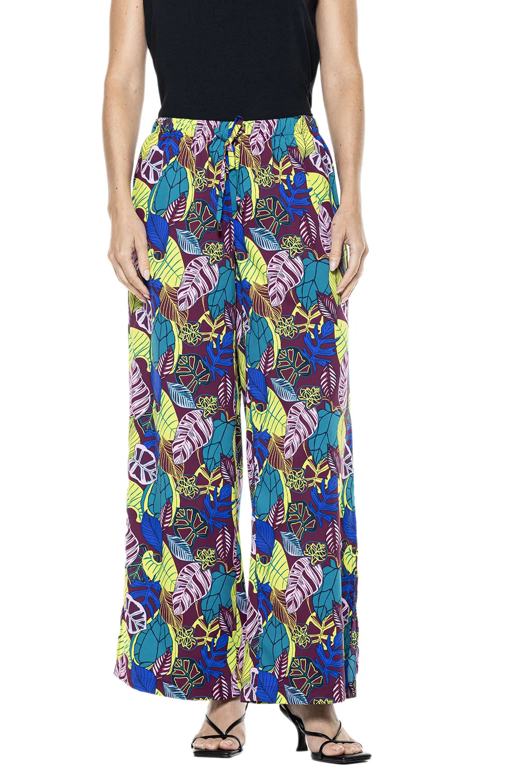 Women's Petra Wide Leg Pants  |  Rich Plum Electric Jungle