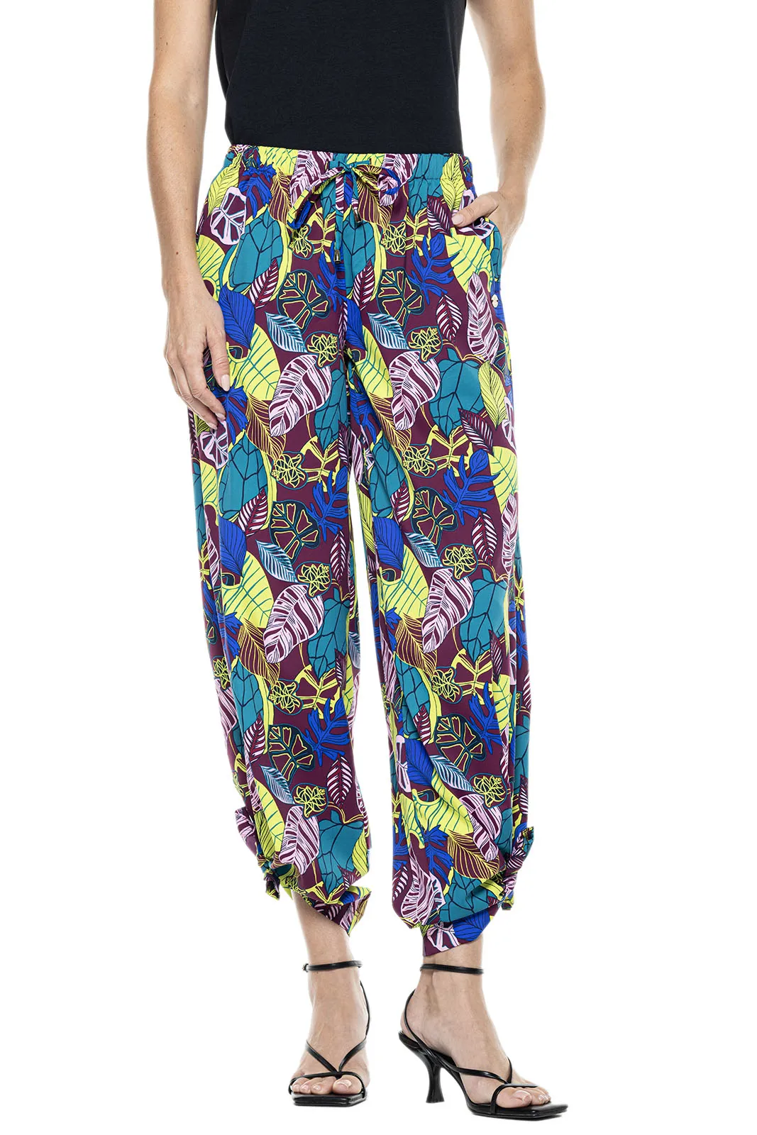 Women's Petra Wide Leg Pants  |  Rich Plum Electric Jungle