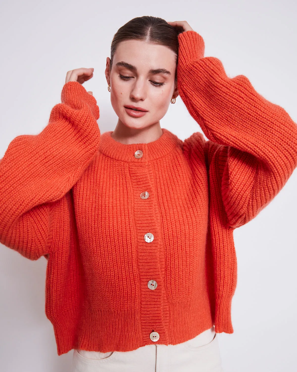 WOOLY CARDIGAN BENI BRIGHT ORANGE