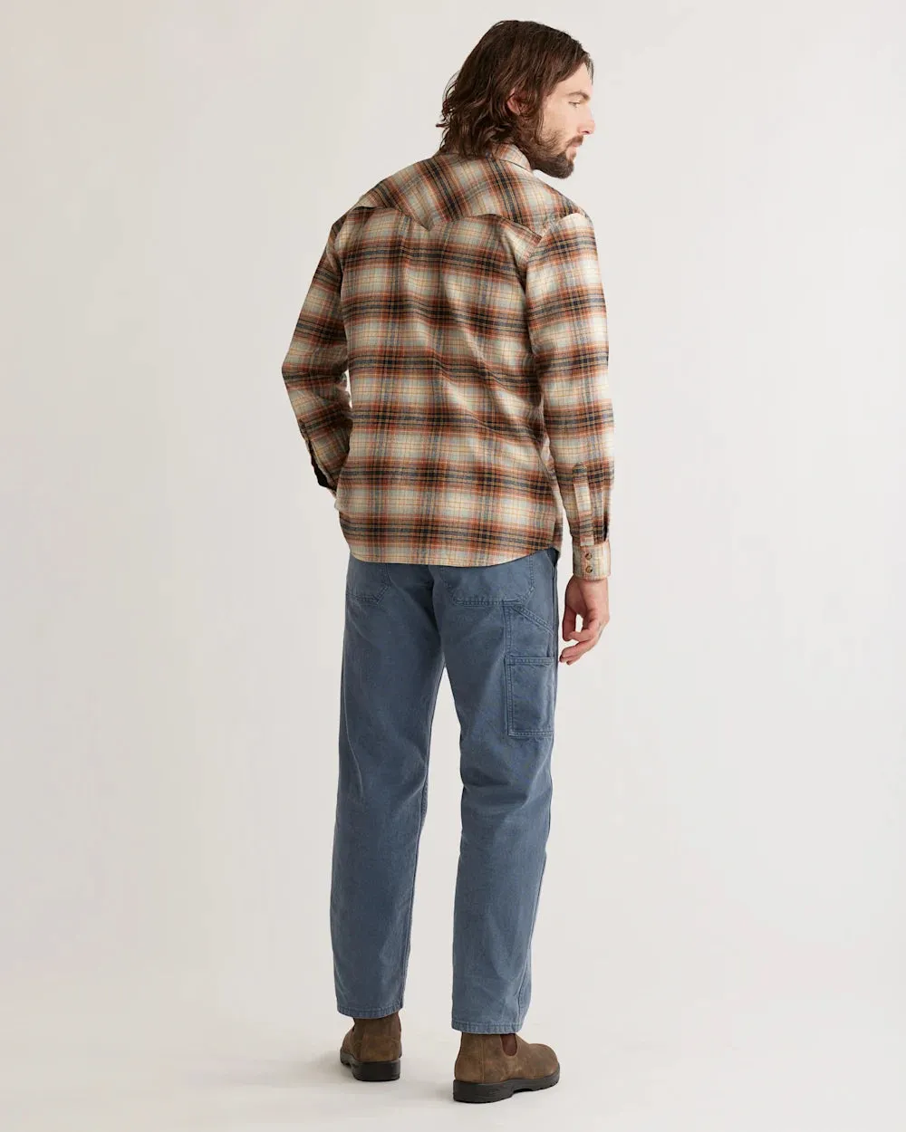 Wyatt Cotton Shirt - Ochre/Navy/Gold Plaid