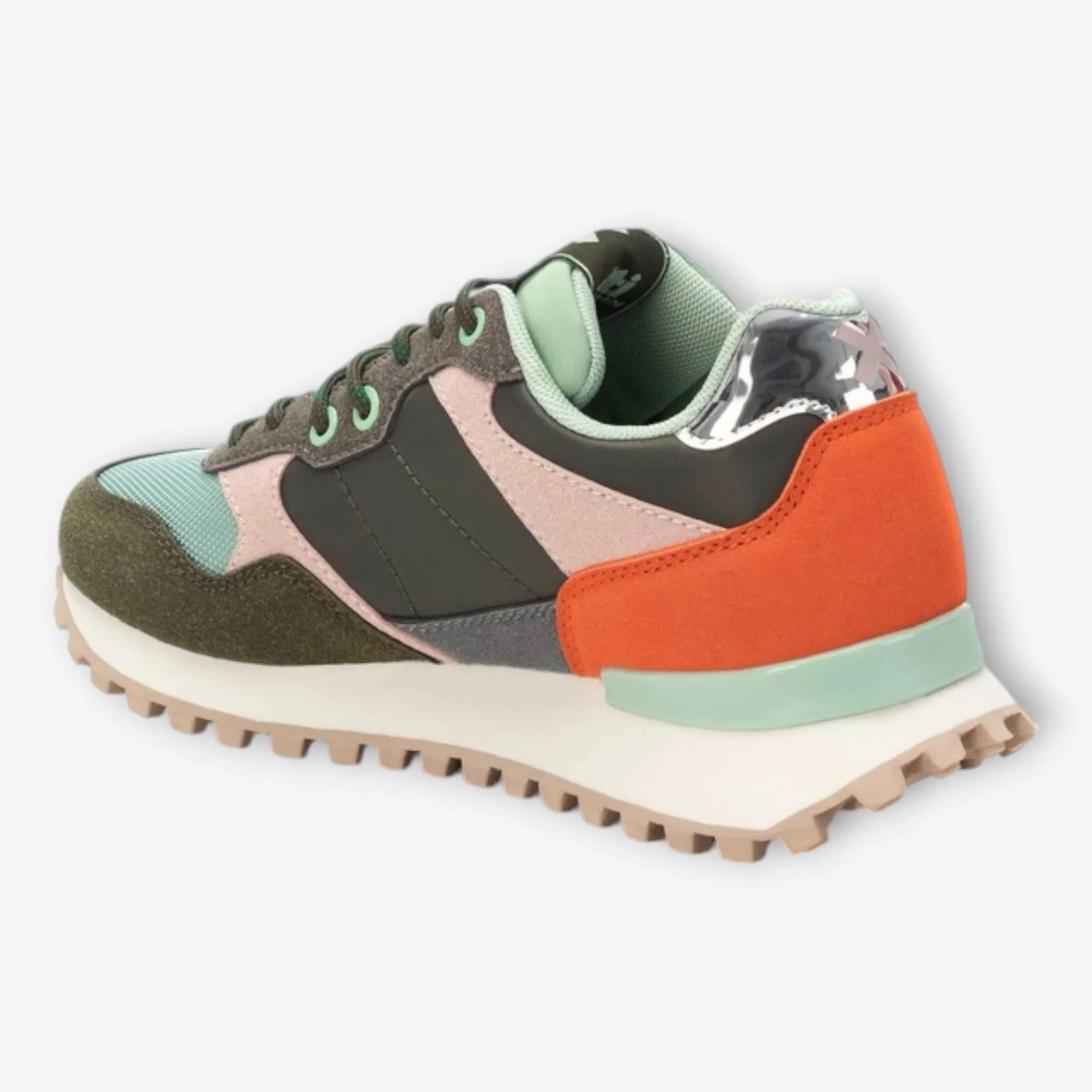 XTI Khaki Trainers with Multicoloured Details and Wedge Sole