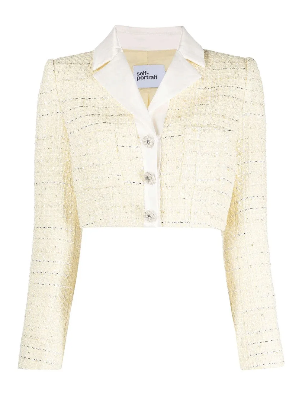 Yellow Boucle Cropped Jacket