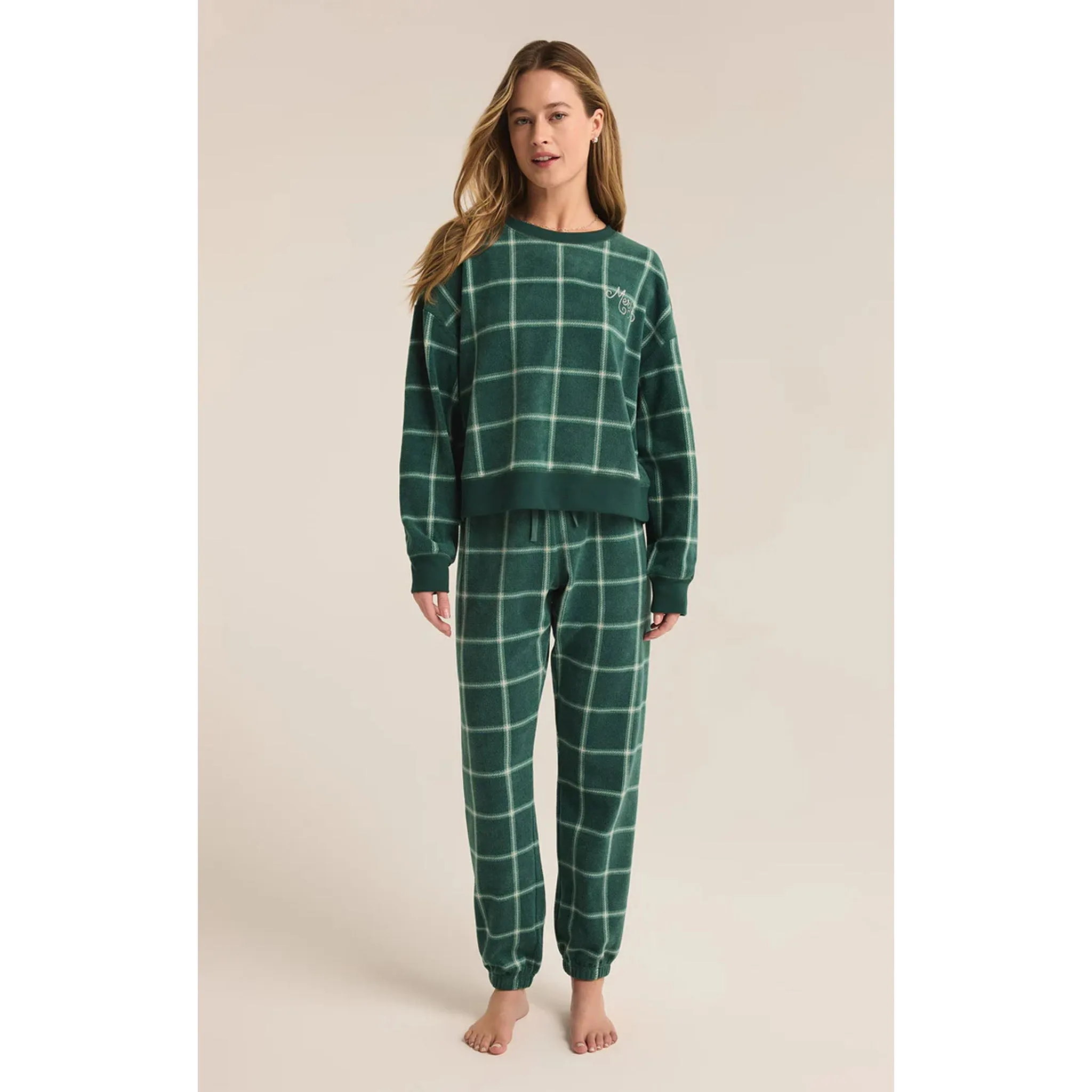 Z Supply Plaid Jogger in Noble Fir