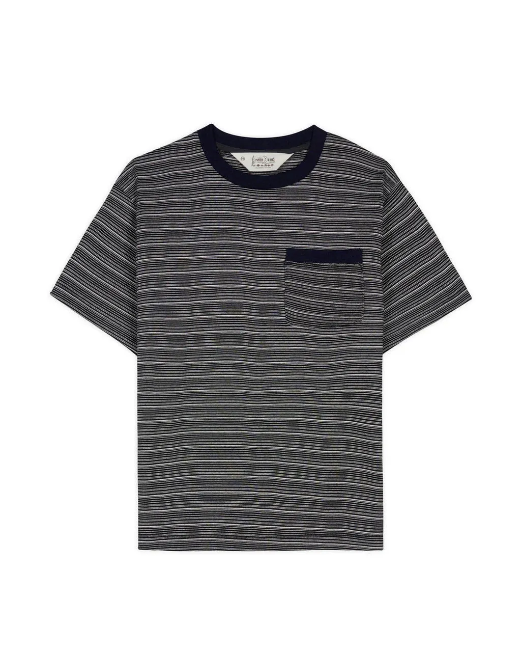 Zig Zag Stripe Short Sleeve Mockneck T-shirt - Black