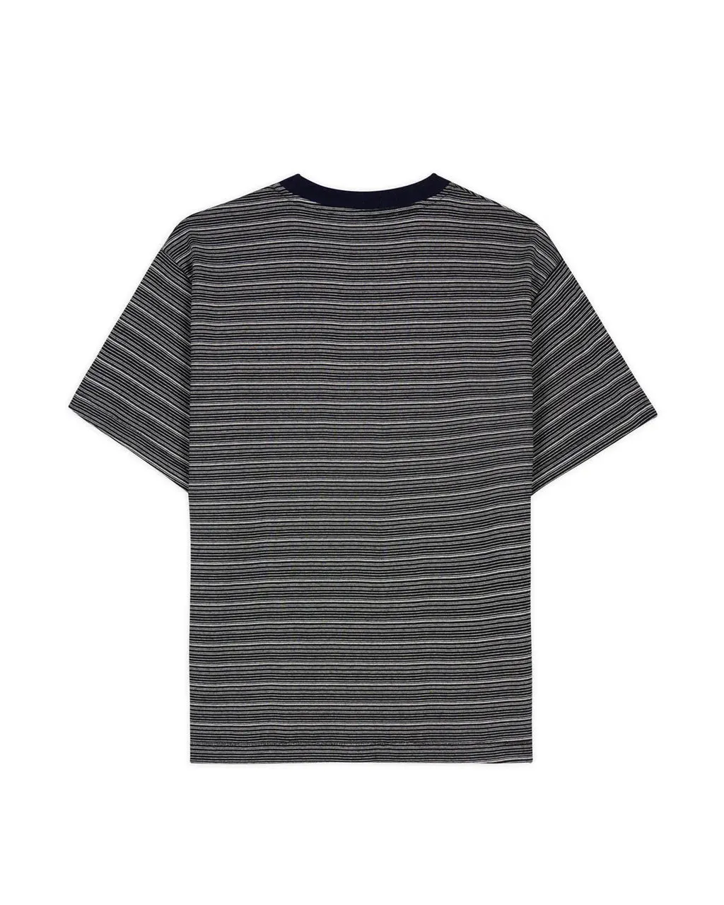 Zig Zag Stripe Short Sleeve Mockneck T-shirt - Black